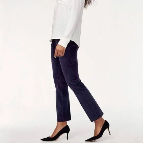 BABATON Aritzia Corduroy Office Mid Rise Slim Leg Navy Blue Ankle Pant Size 4 - Picture 2 of 7